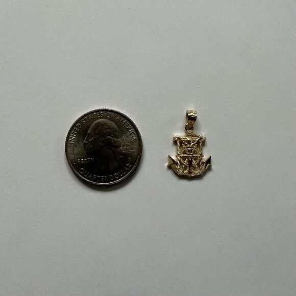 14k Solid Gold anchor Charm | Religious Charm | Birthday Gift | Real Gold | - Picture 5 of 10